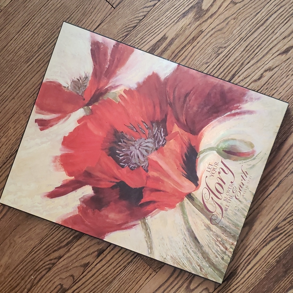 Large Paint on Wood Poppy Flower Inspirational Art